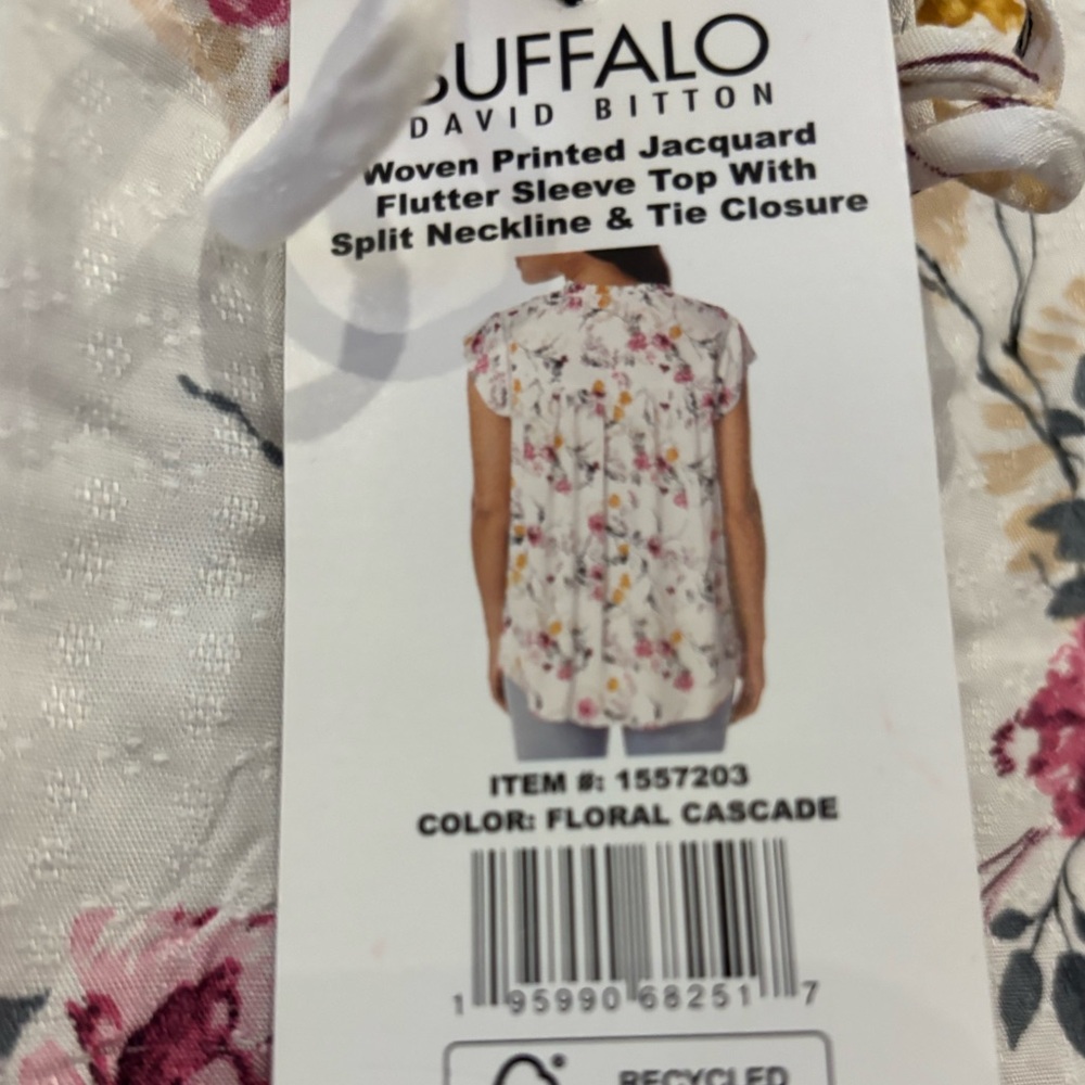 Buffalo FlutterSleeve split front blouse NWT with tie closure. Medium